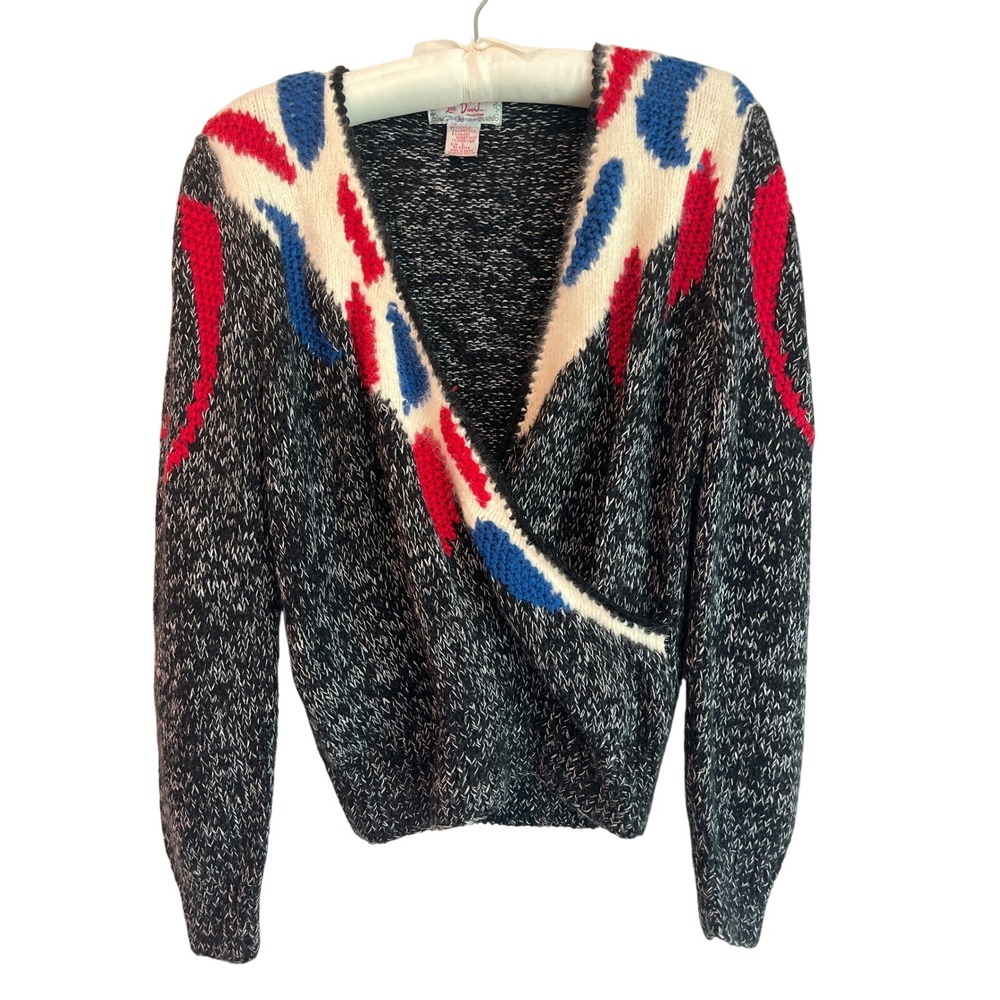 Vintage Lee‎ David Women's Size L Geometric Wrap Style Knit Sweater Top